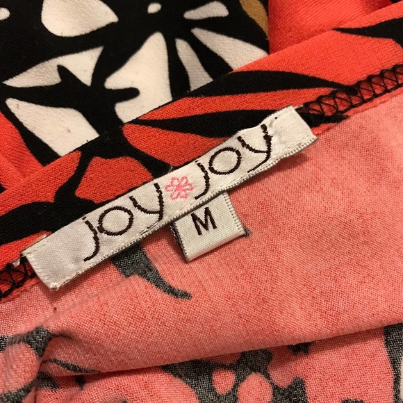 Joy Joy Orange, Black, White, Tan Floral Knee Length Dress, Size Medium - Picture 5 of 7